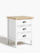 RRP £180 Boxed John Lewis And Partners Alemany 3 Drawer Bedside White And Oak Side Table (