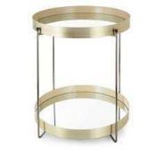 RRP £90 Boxed Kelly Hoppen Taupe Designer Side Table (Appraisals Available On Request) (Pictures For