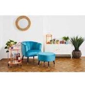 RRP £230 Boxed Teal Green Velvet Accent Armchair (Appraisals Available On Request) (Pictures For