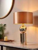 RRP £100 Boxed John Lewis And Partners Mercury Dimple Gold Glass Satin Effect Shade Table Lamp (