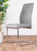 RRP £190 Boxed Pair Of Lorenzo Cappuccino Leather Designer Dining Chairs