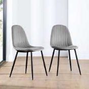 RRP £499 Lot To Contain 1 Pair Of Arighi Bianchi Silver Velvet Soft Touch Dining Chairs