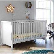 RRP £220 Boxed Little Acorns Traditional Sleigh Cot Bed In White (1151952) (Appraisals Available