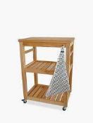 RRP £235 Boxed Beech Natural Wooden Grey Butchers Trolley (1309537) (Appraisals Available On