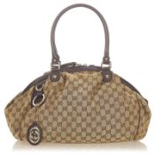 RRP £1200 Gucci Sukey Top Handle Beige/Brown Canvas Shoulder Bag Grade A AAN0121 (Appraisals