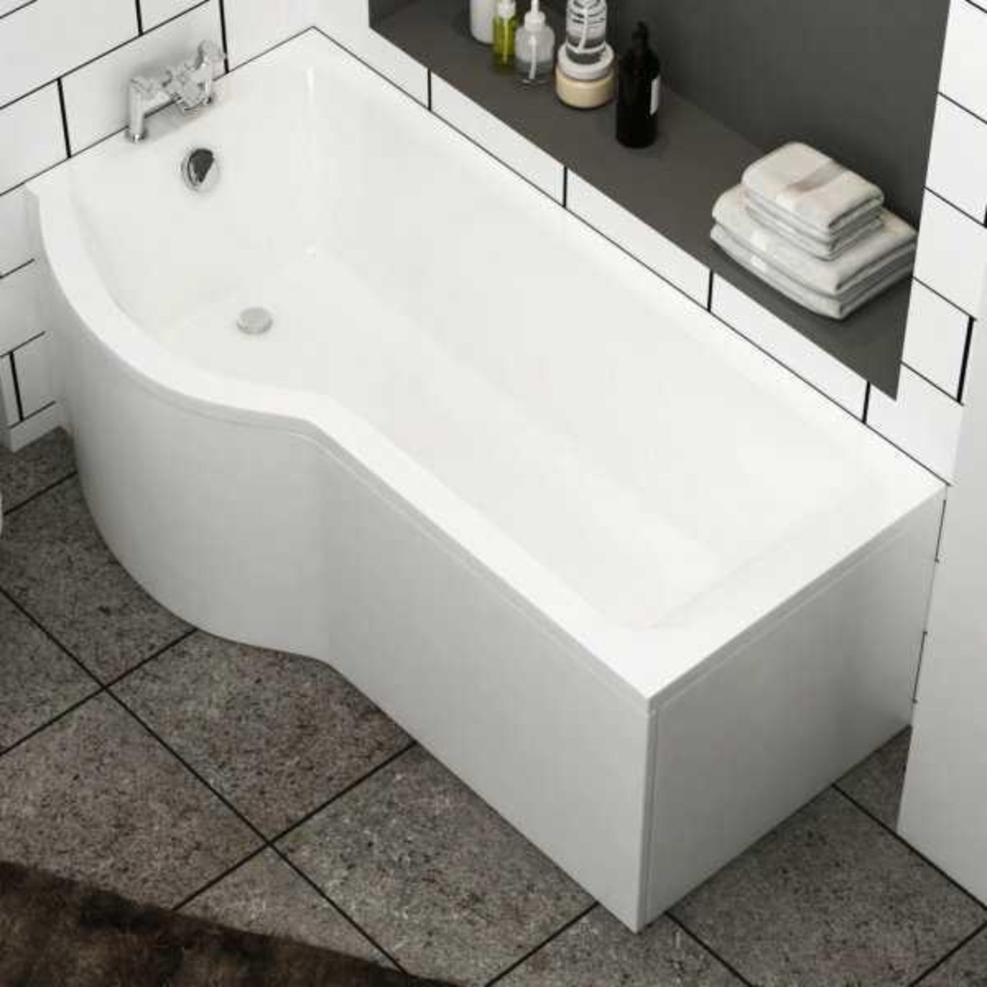 RRP £230 To Contain 1 Unboxed P Shaped Bathroom Bath