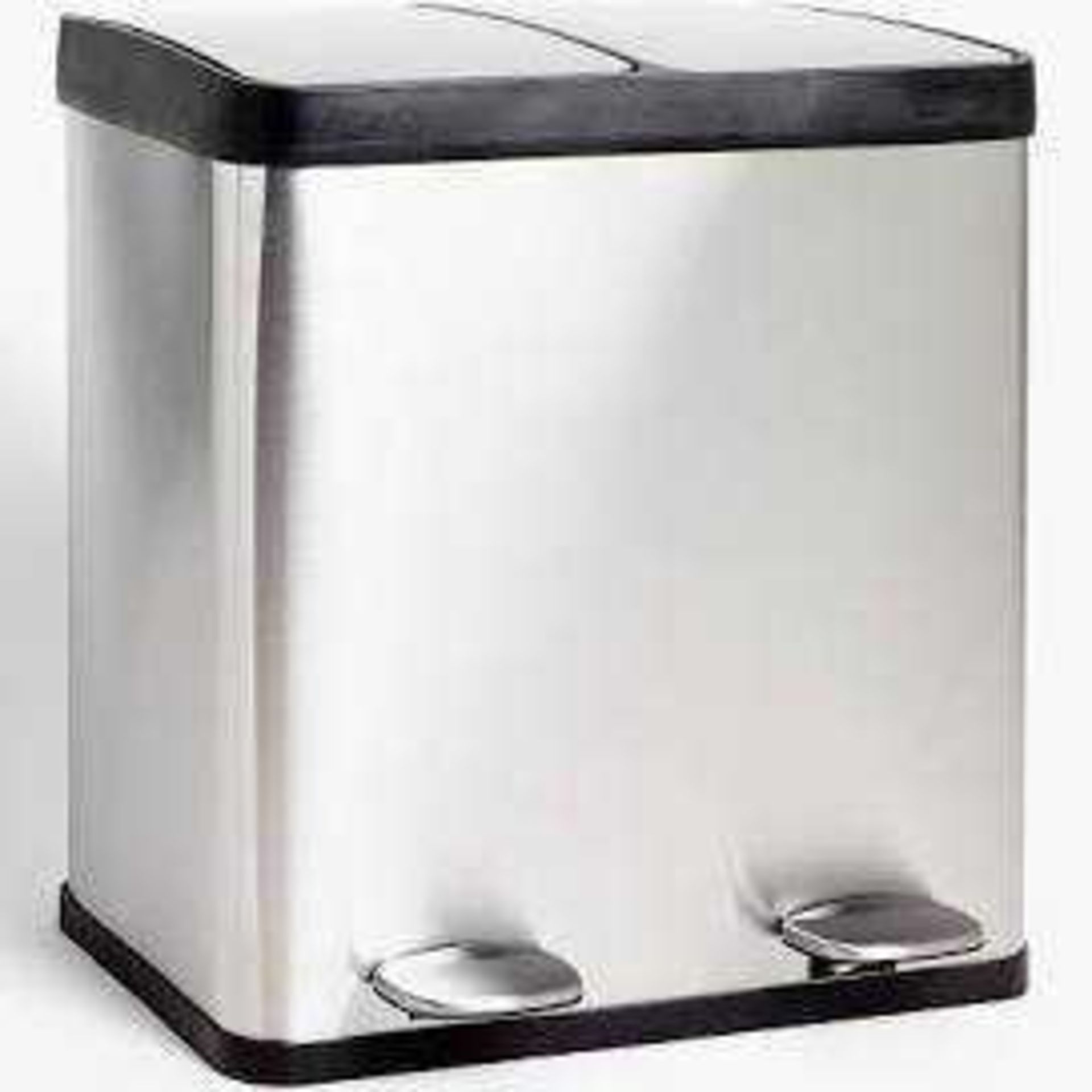 RRP £90 John Lewis And Partners Stainless Steel Twin Section Recycling Pedal Bin (1317962) (