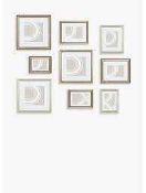 RRP £120 Boxed Gallery Images Set Of 9 Oak Wood Wall Mounted Picture Frames