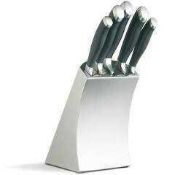 RRP £130 Boxed Masterclass Set Of 5 Stainless Steel Kitchen Knives With Storage Block