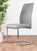 RRP £180 Boxed Pair Of Lauren Natural And Grey Upholstered Dining Chairs