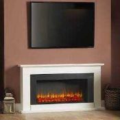 RRP £600 Boxed Suncrest Georgia White Textured Electric Fireplace