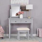 RRP £400 Solid Light Grey Wooden 3 Drawer Dressing Table