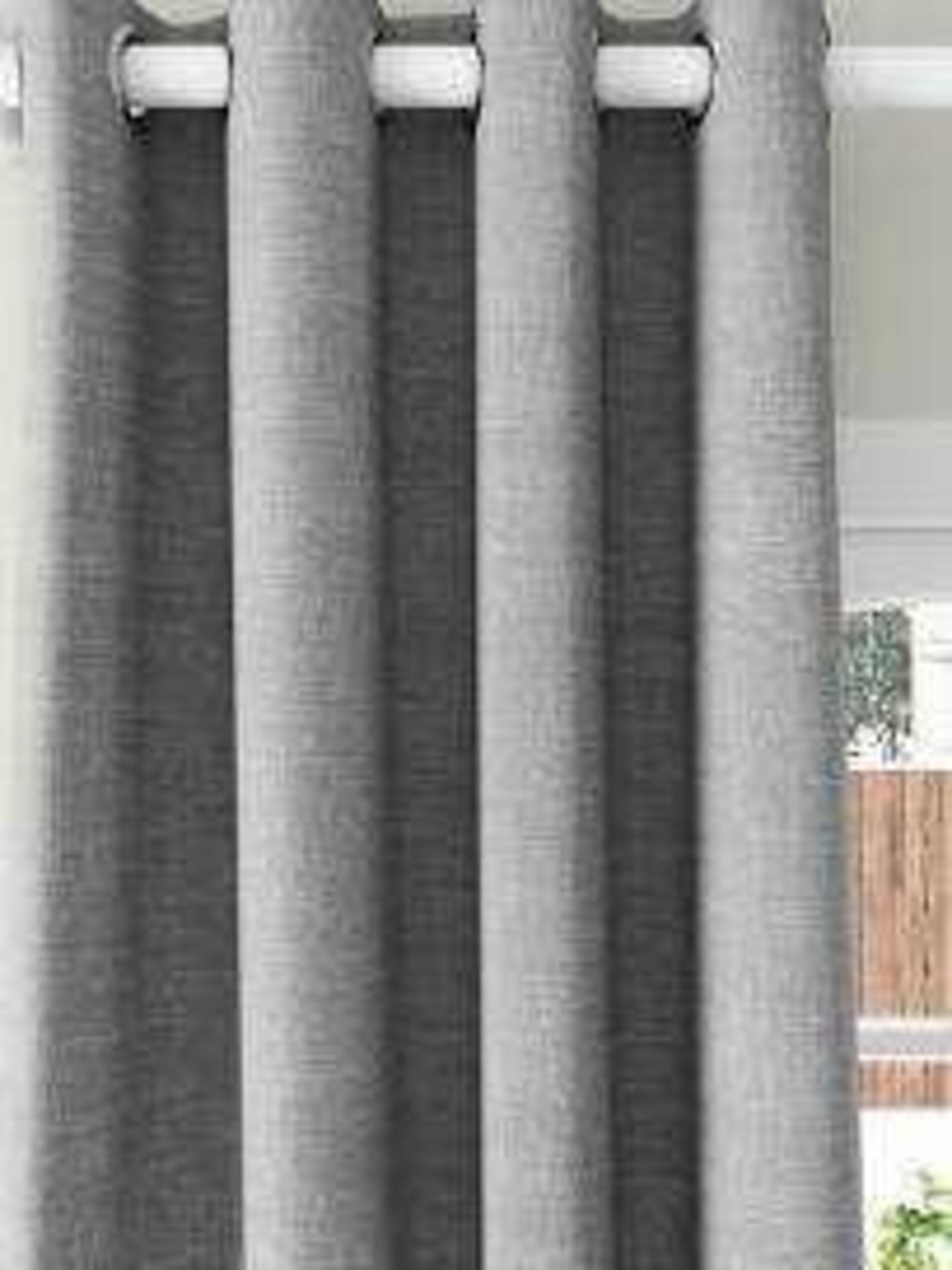 RRP £235 Bagged Pair Of John Lewis And Partners 228X274Cm Silver Velvet Eyelet Headed Curtains