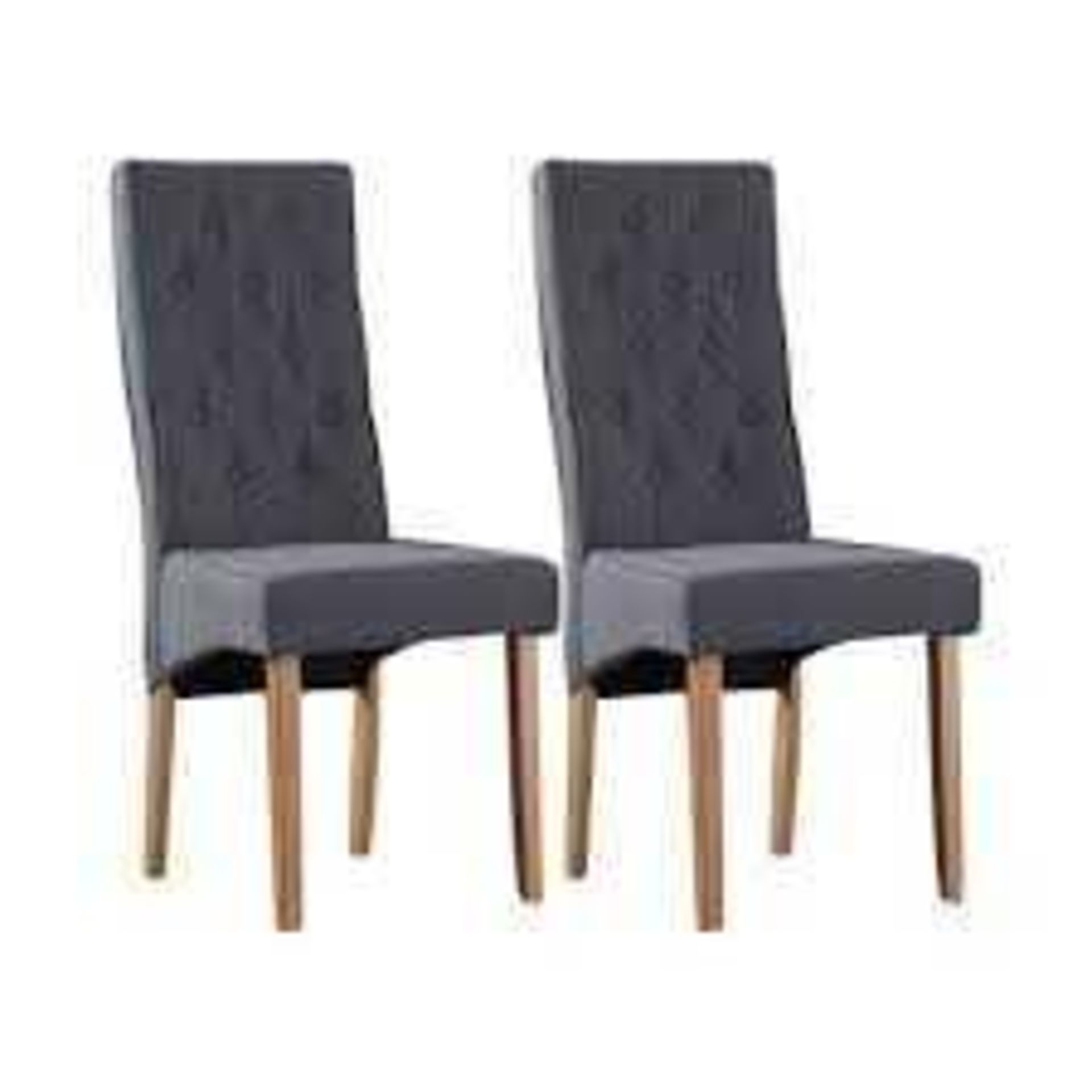 RRP £120 Lot To Contain A Boxed Pair Of Mahogany Finish Canterbury Slat Back Fabric Upholstered