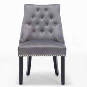 (Jb) RRP £235 Lot To Contain 2 Boxed Vogel Tufted Velvet Side Dining Chairs In Grey
