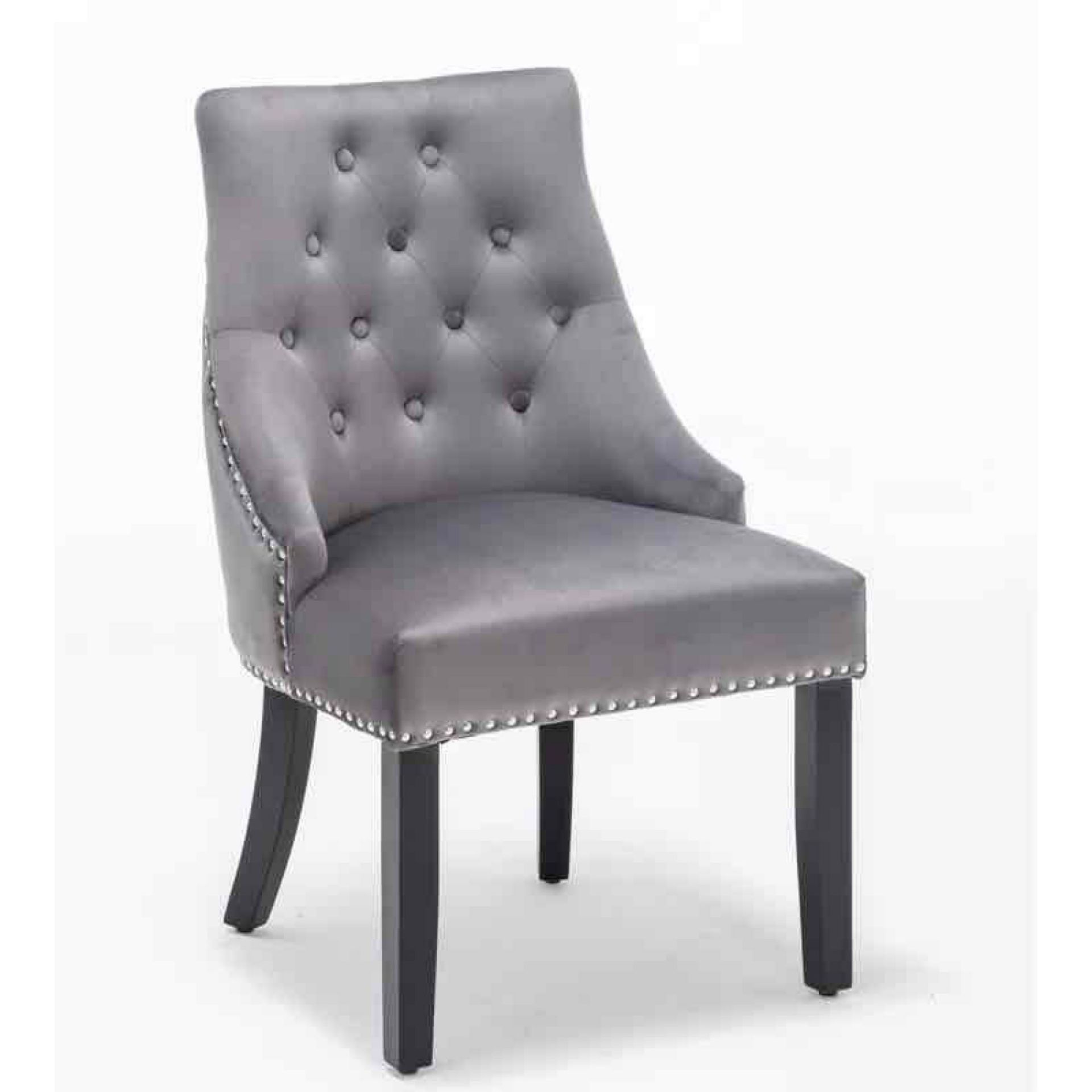 (Jb) RRP £235 Lot To Contain 2 Boxed Vogel Tufted Velvet Side Dining Chairs In Grey - Image 2 of 2