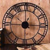 RRP £100 Boxed 80Cm Diameter Black Finish Skeleton Wall Clock