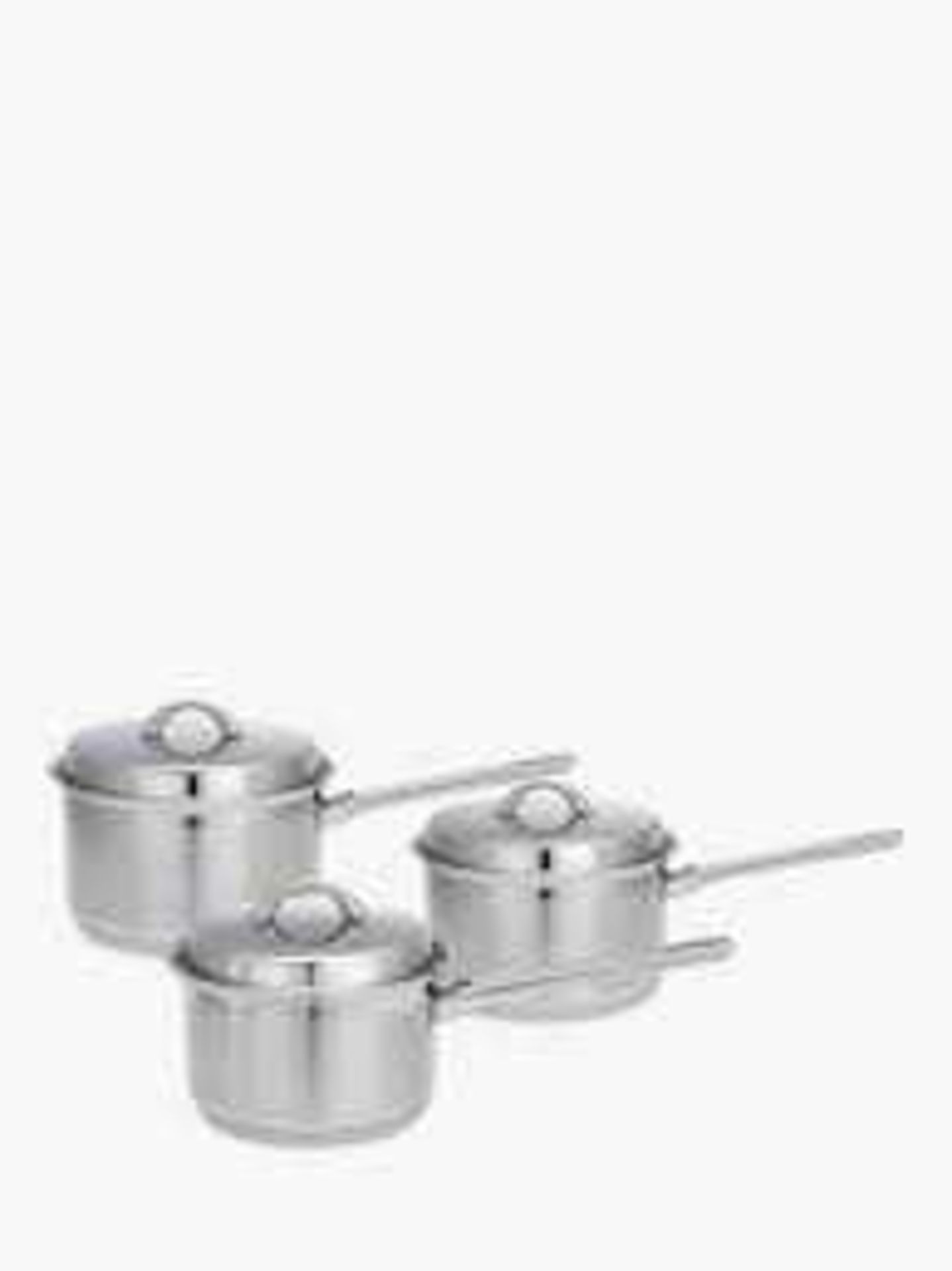 RRP £120 John Lewis And Partners Non Stick Shine 3 Piece Stainless Steel Pan Set (1103363) (