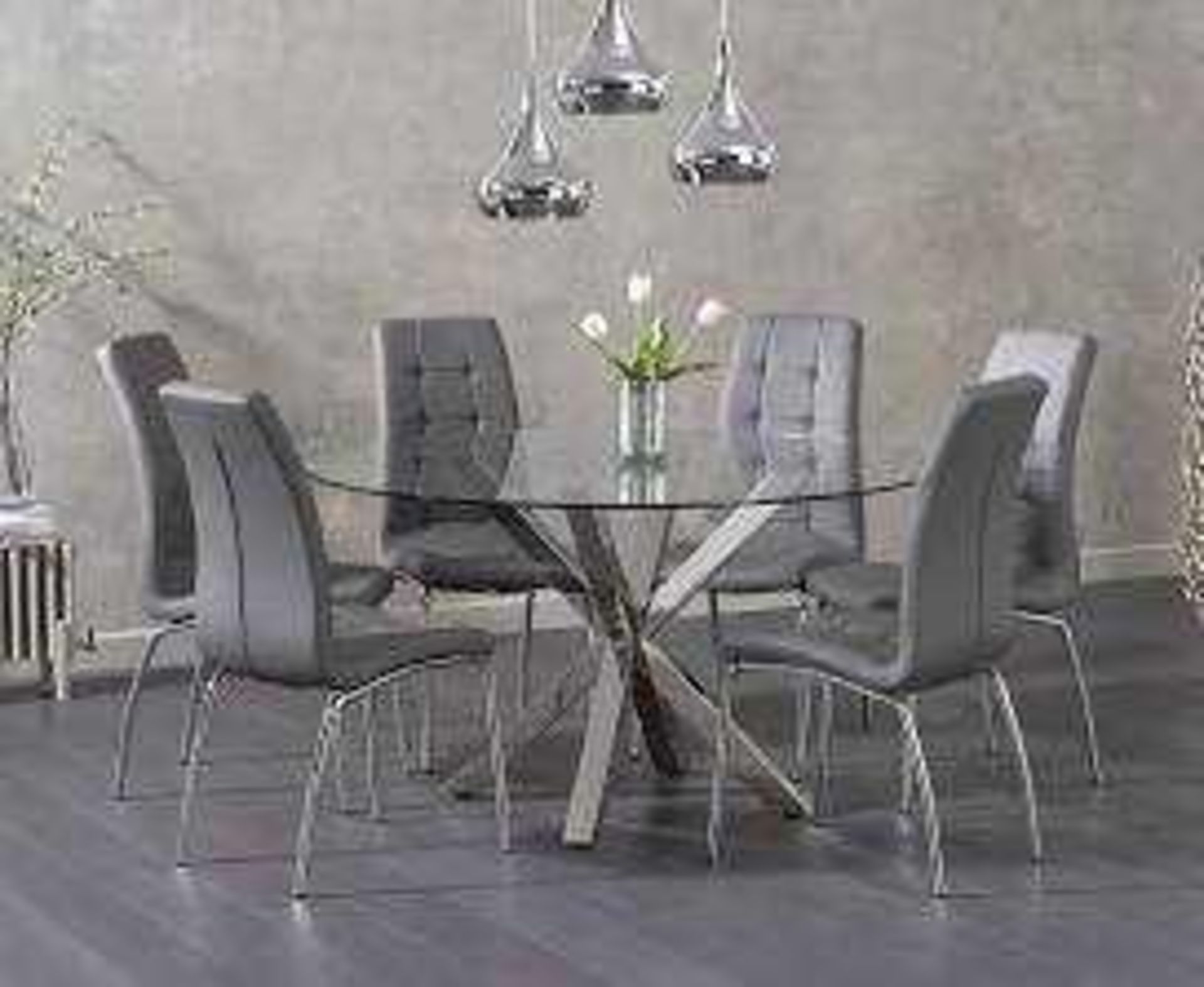 RRP £400 Boxed Albany 1.3M Diameter Glass Designer Dining Table - Image 2 of 2