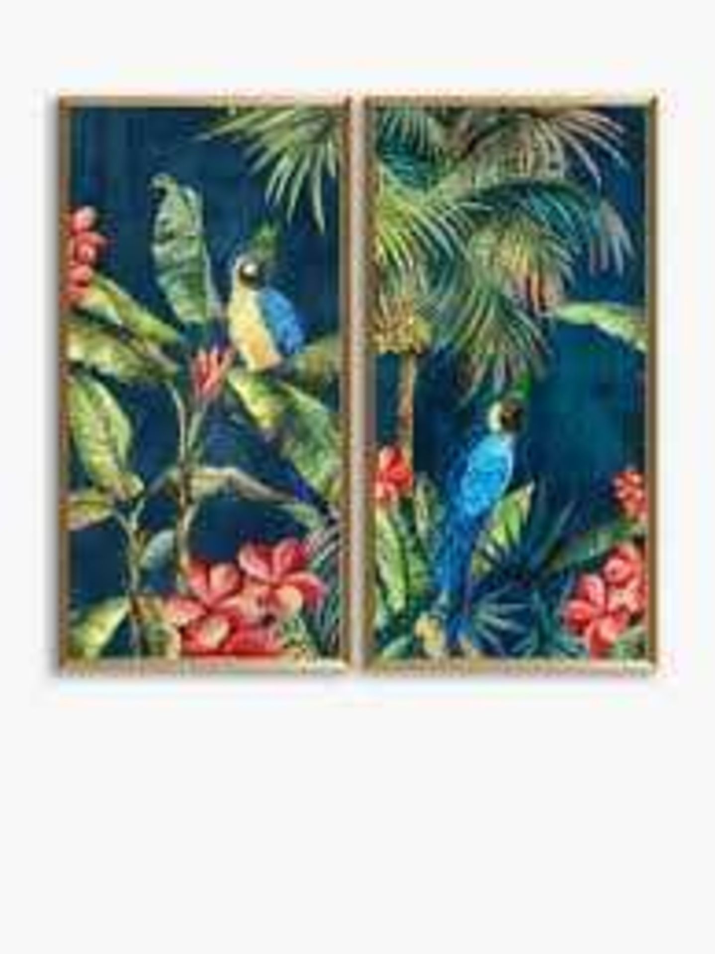 RRP £125 Lot To Contain A Boxed Pair Of Tropicana Birds Gold Framed Wall Art Pictures (1283159)(