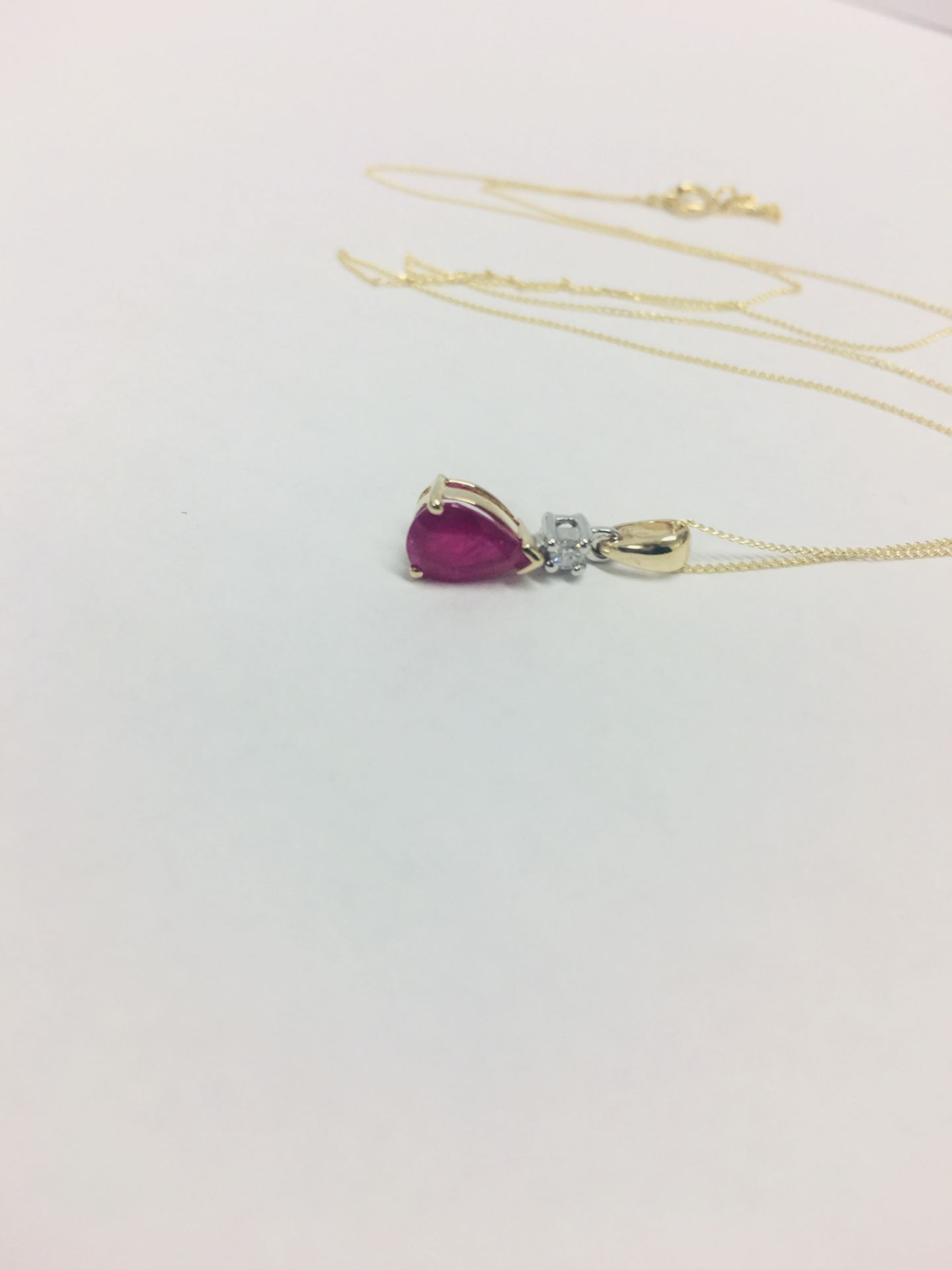 9Ct White/Yellow Ruby Gold Diamond Pendant