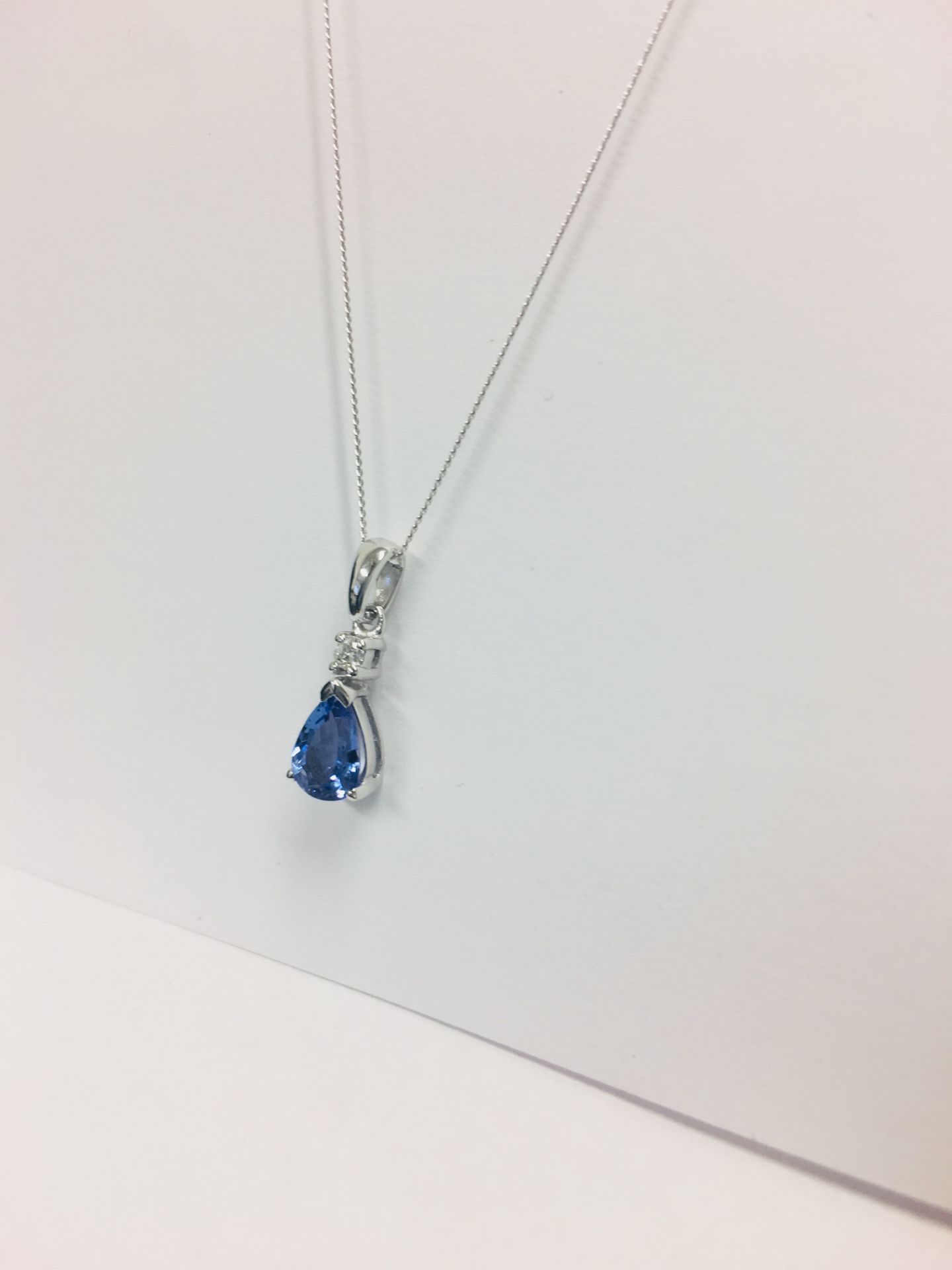 9Ct White Gold Tanzanite Diamond Pendant