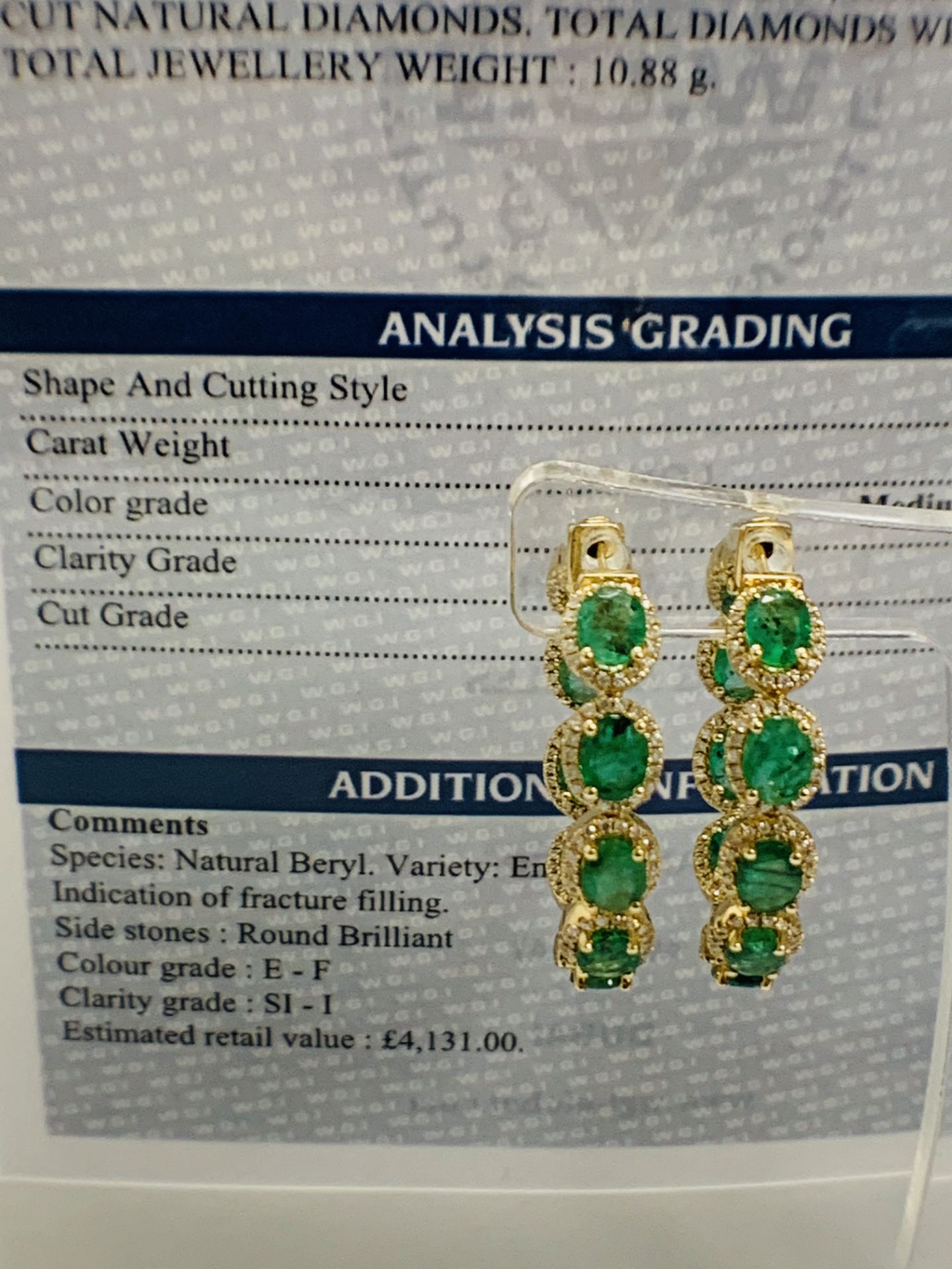 14ct Yellow Gold Emerald And Diamond Hoop Earrings - Image 22 of 23