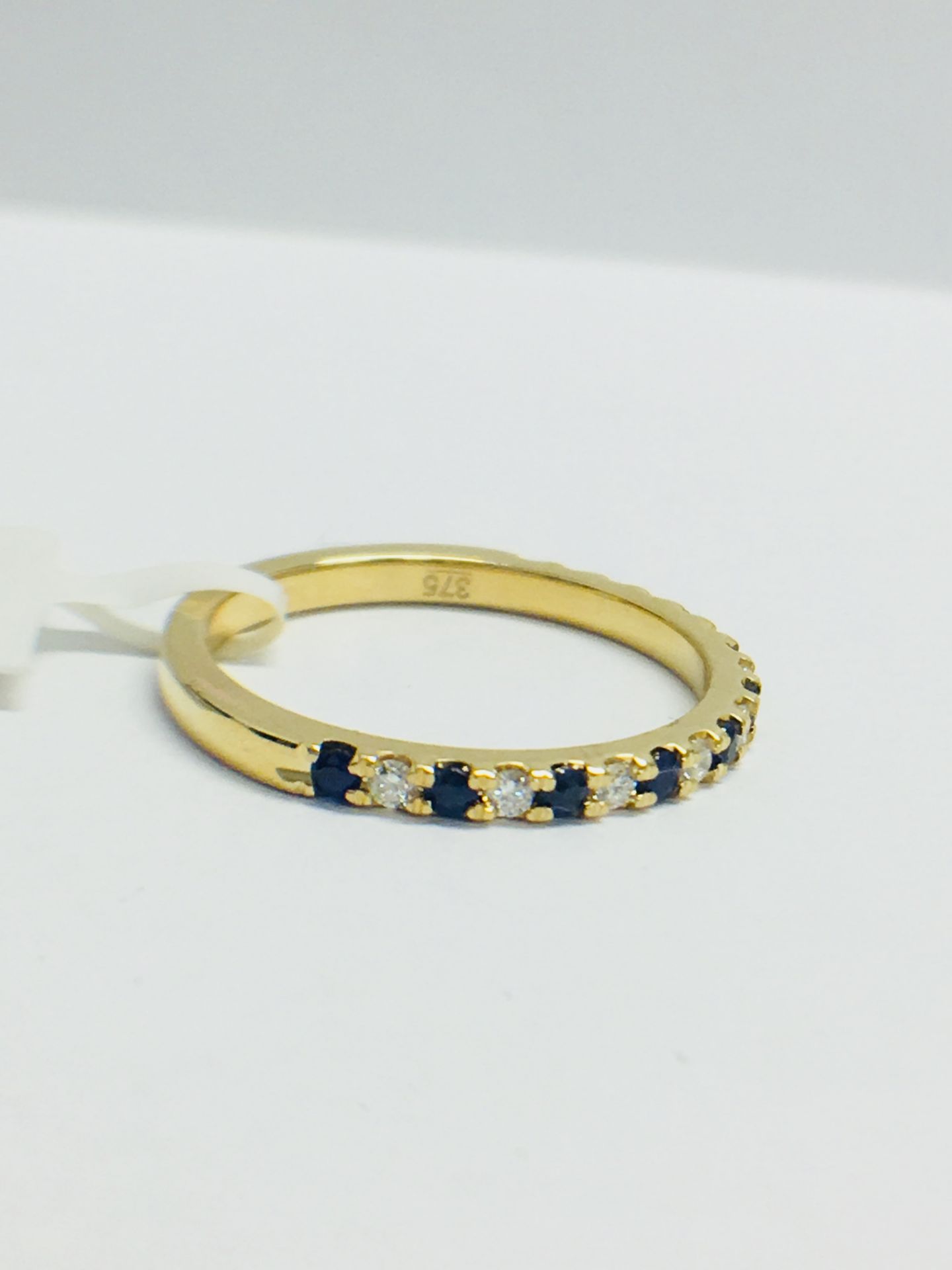 9ct Yellow Gold Sapphire Diamond Eternity Ring - Image 9 of 12