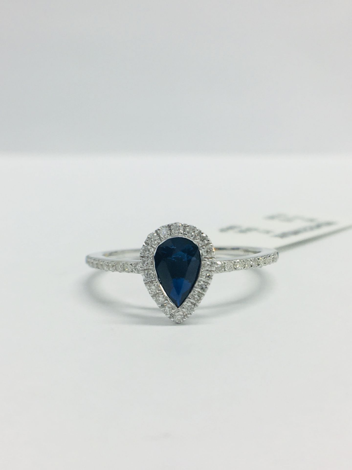 9ct White Pearshape Sapphire Diamond Ring