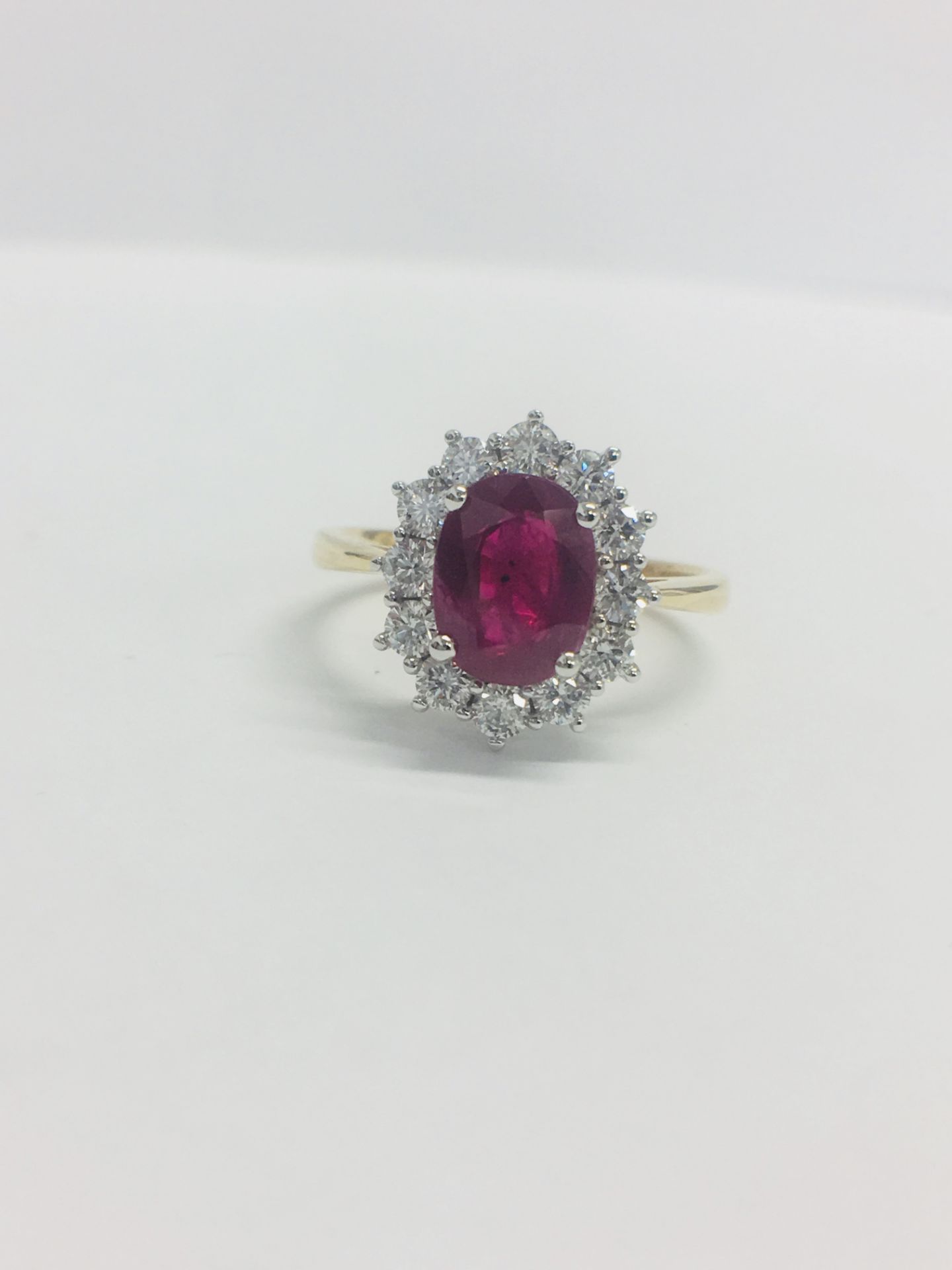 18ct Ruby And Diamond Cluster Ring