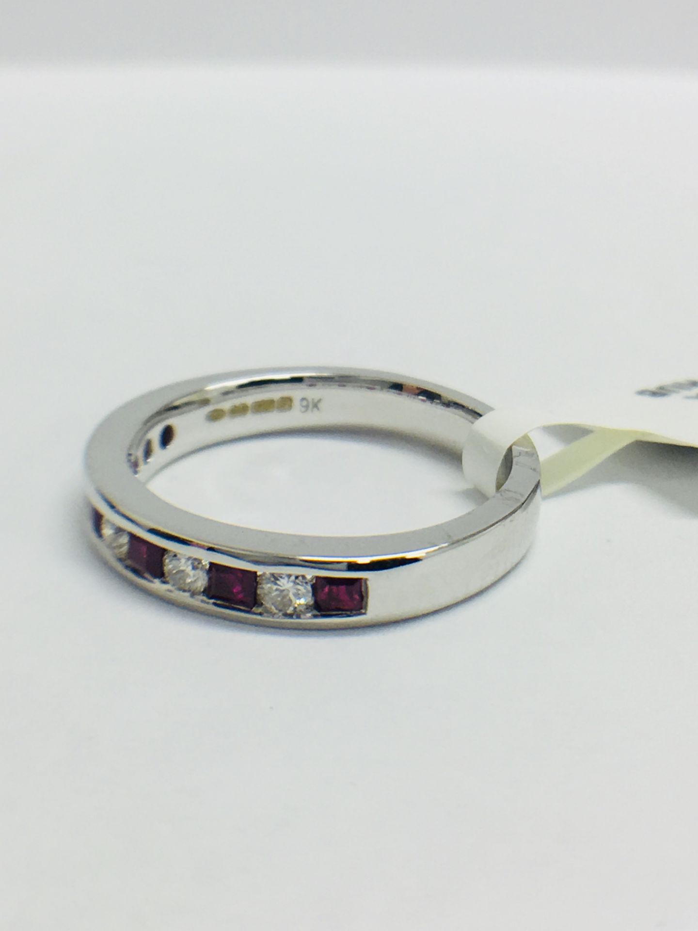 9ct White Gold Ruby Diamond Channel Set Eternity Ring - Image 2 of 9