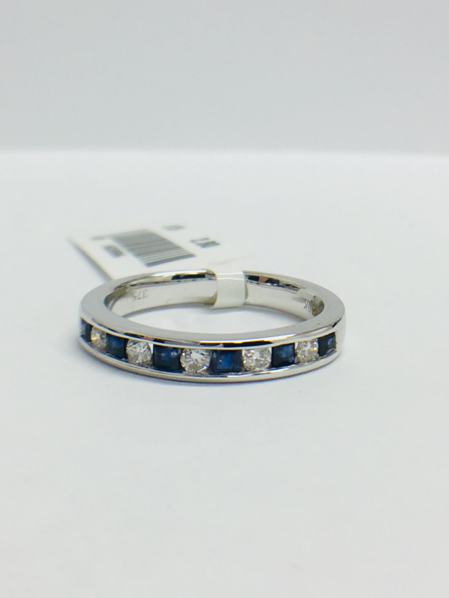 9ct White Gold Sapphire Diamond Channel Set Eternity Ring - Image 12 of 13