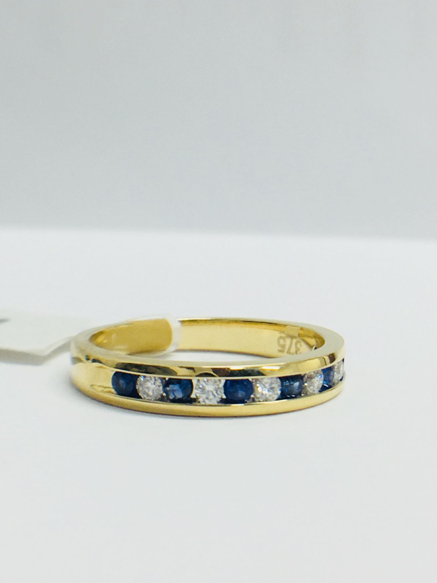 9ct Yellow Gold Sapphire And Diamond Channel Set Eternity Ring - Image 10 of 12