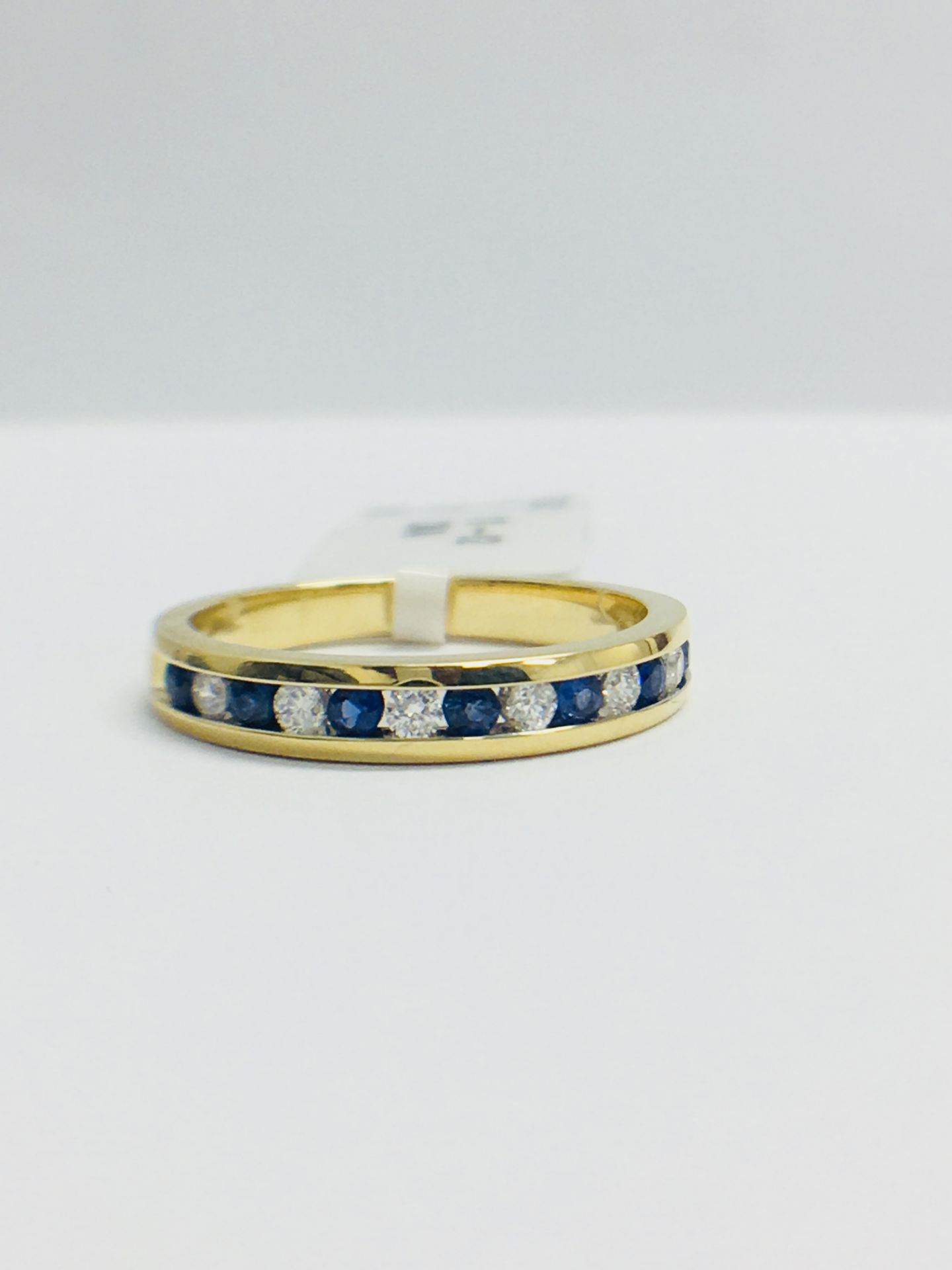 9ct Yellow Gold Sapphire And Diamond Channel Set Eternity Ring