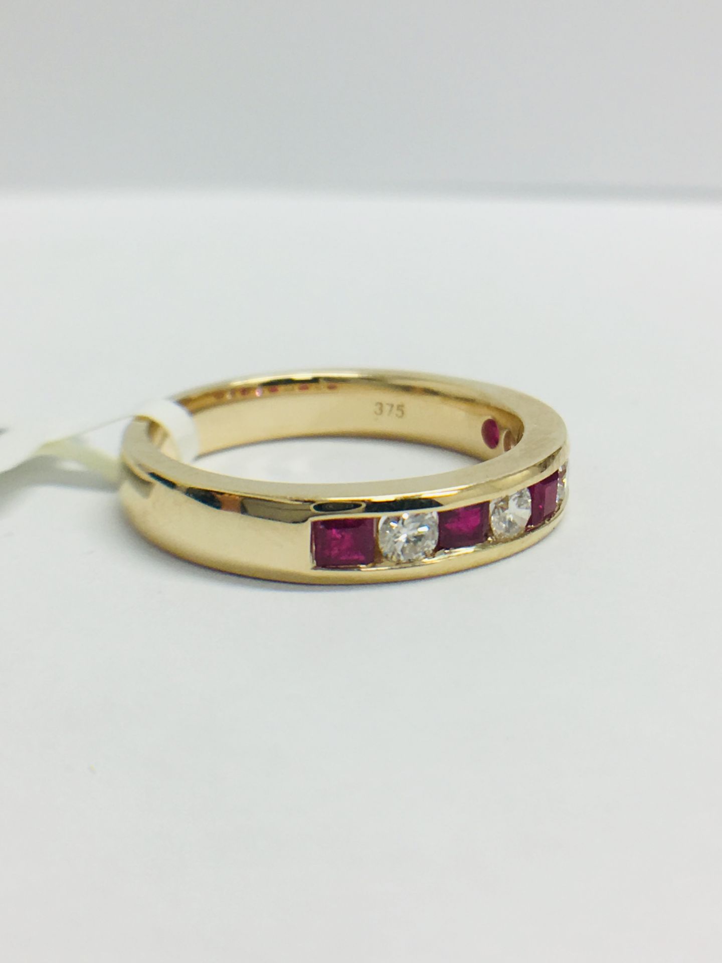 9ct Ruby Diamond Channel Set Eternity Ring - Image 9 of 12