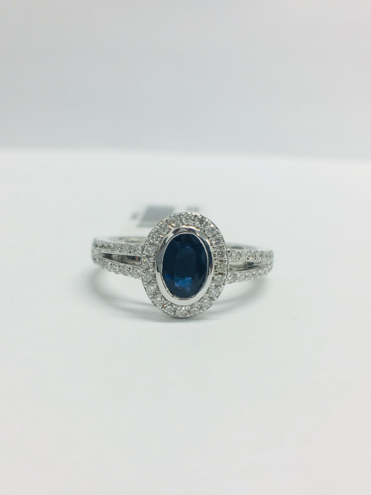 9ct White Gold Sapphire Diamond Cluster Ring