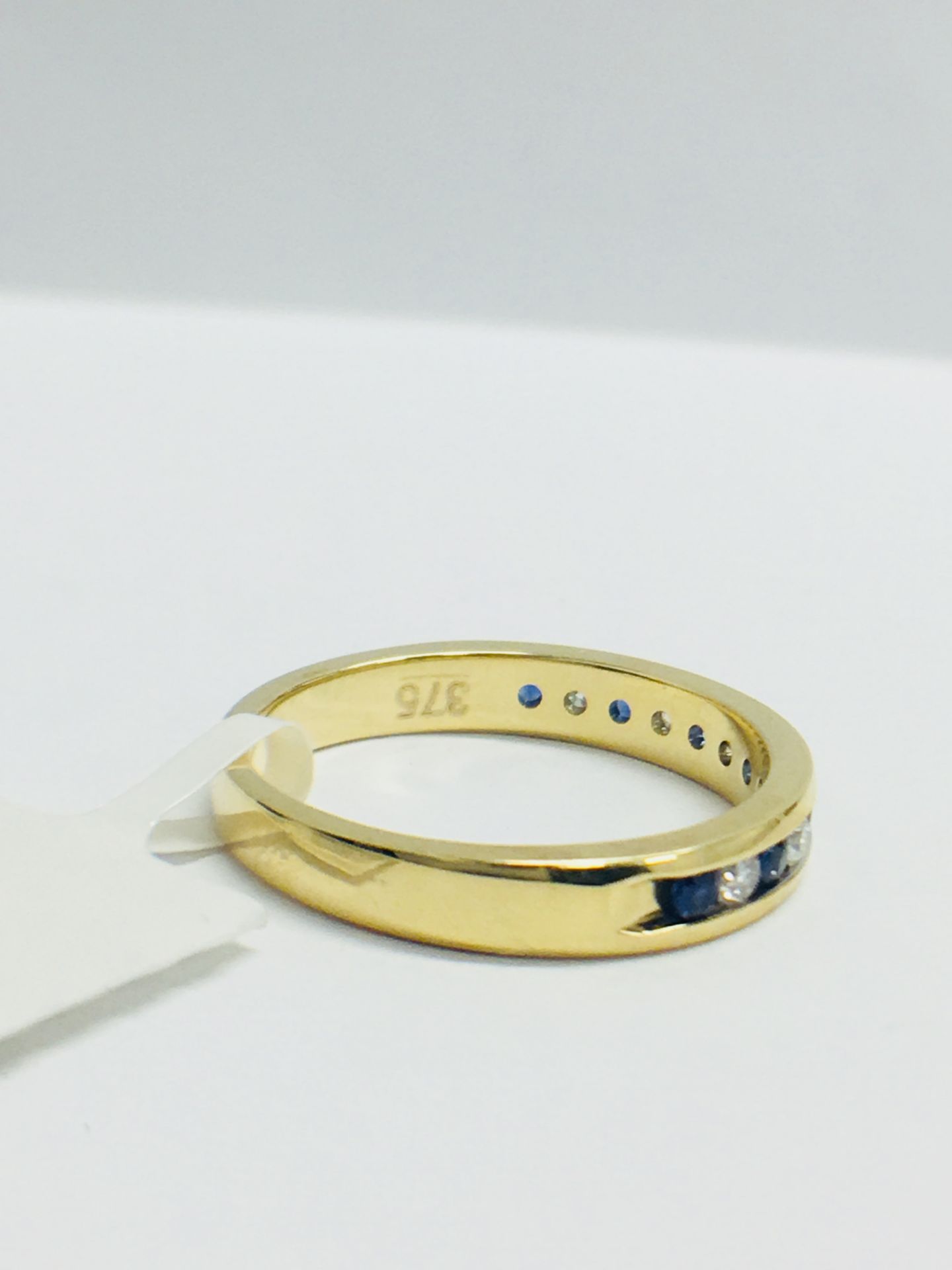 9ct Yellow Gold Sapphire And Diamond Channel Set Eternity Ring - Image 8 of 12