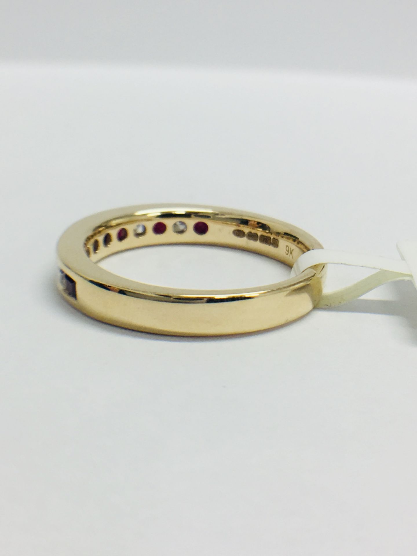 9ct Yellow Gold Ruby Diamond Channel Set Eternity Ring - Image 6 of 13