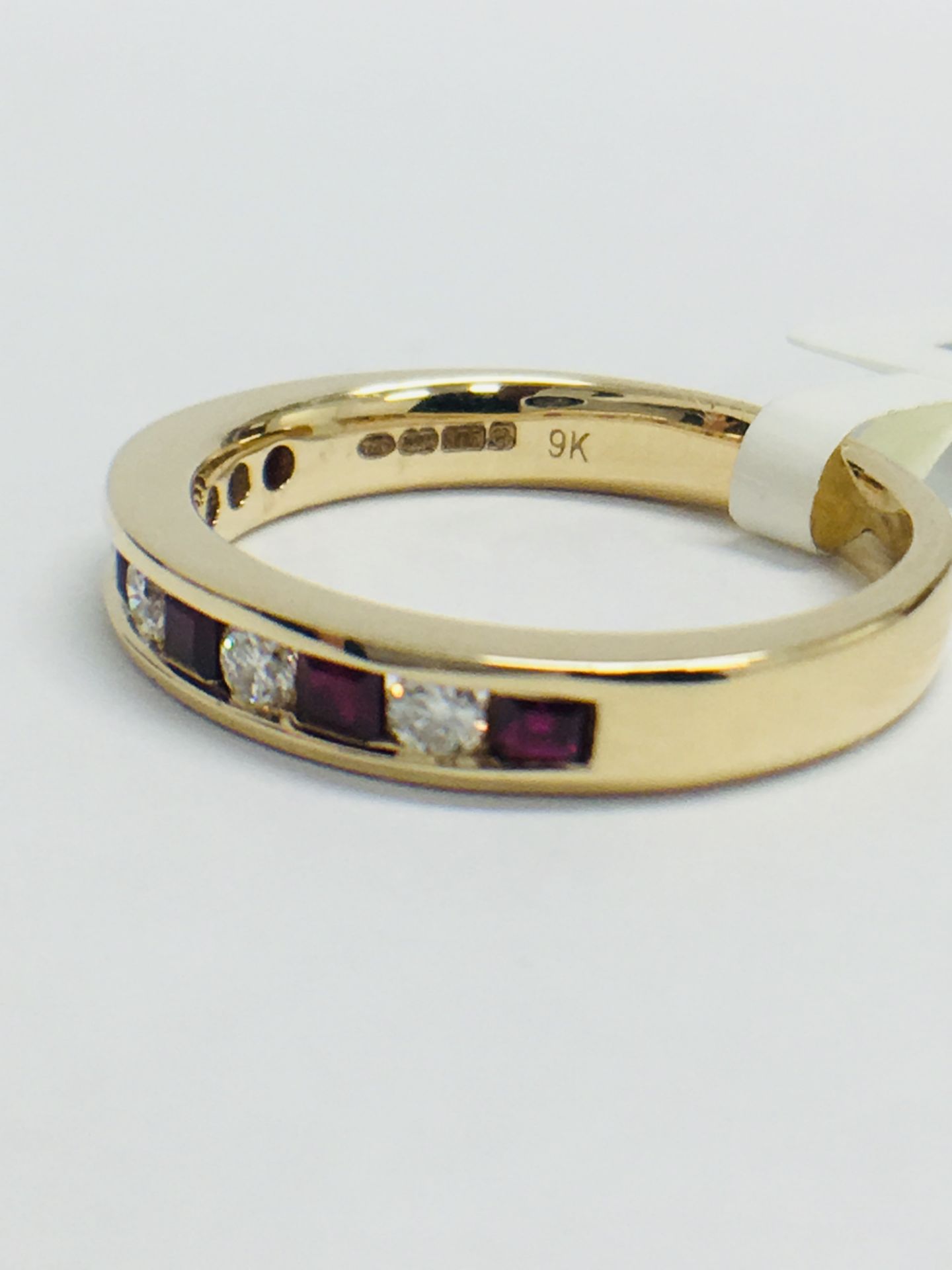 9ct Yellow Gold Ruby Diamond Channel Set Eternity Ring - Image 5 of 13