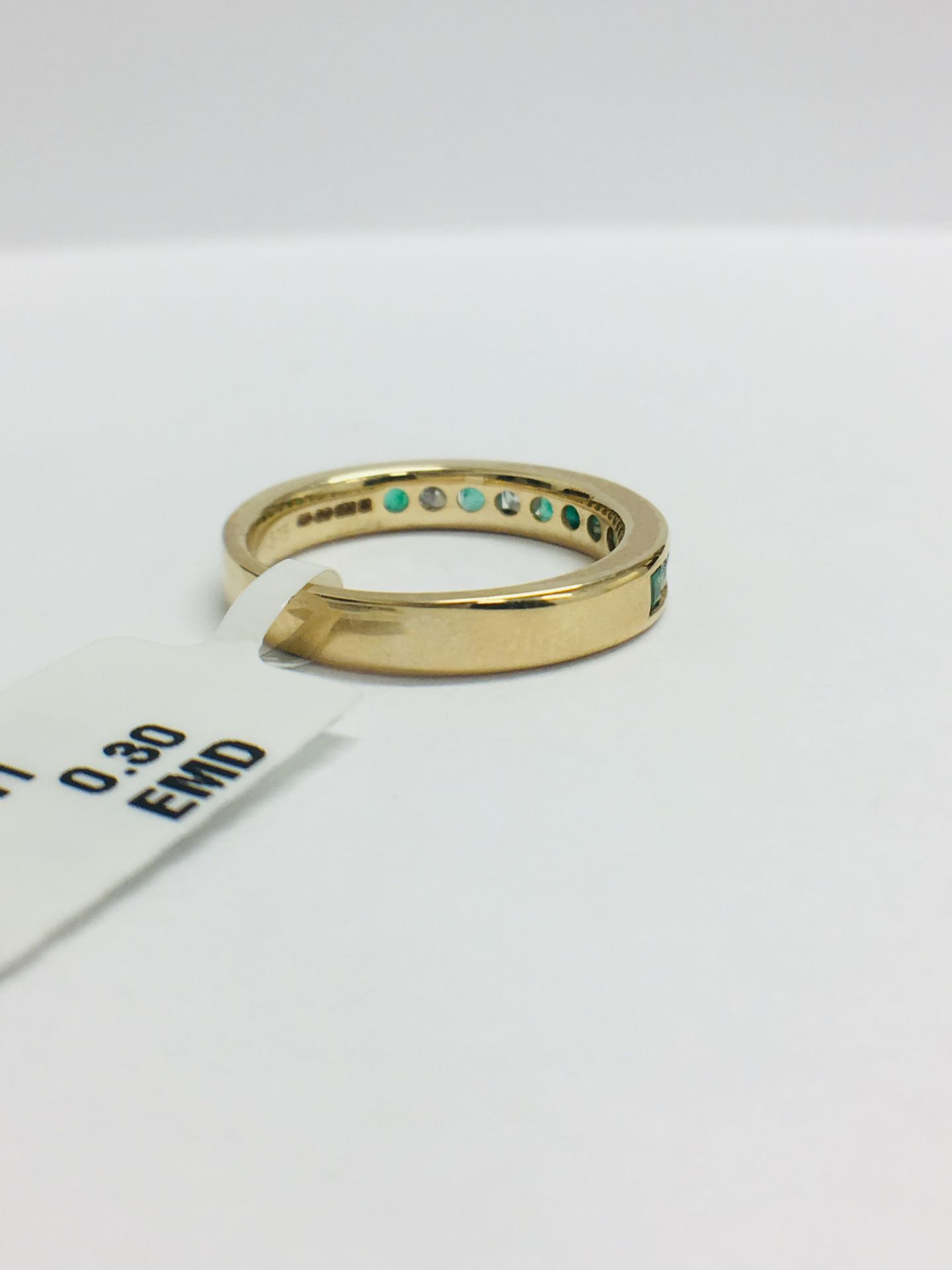 9ct Yellow Gold Emerald Diamond Channel Set Eternity Ring - Image 6 of 13