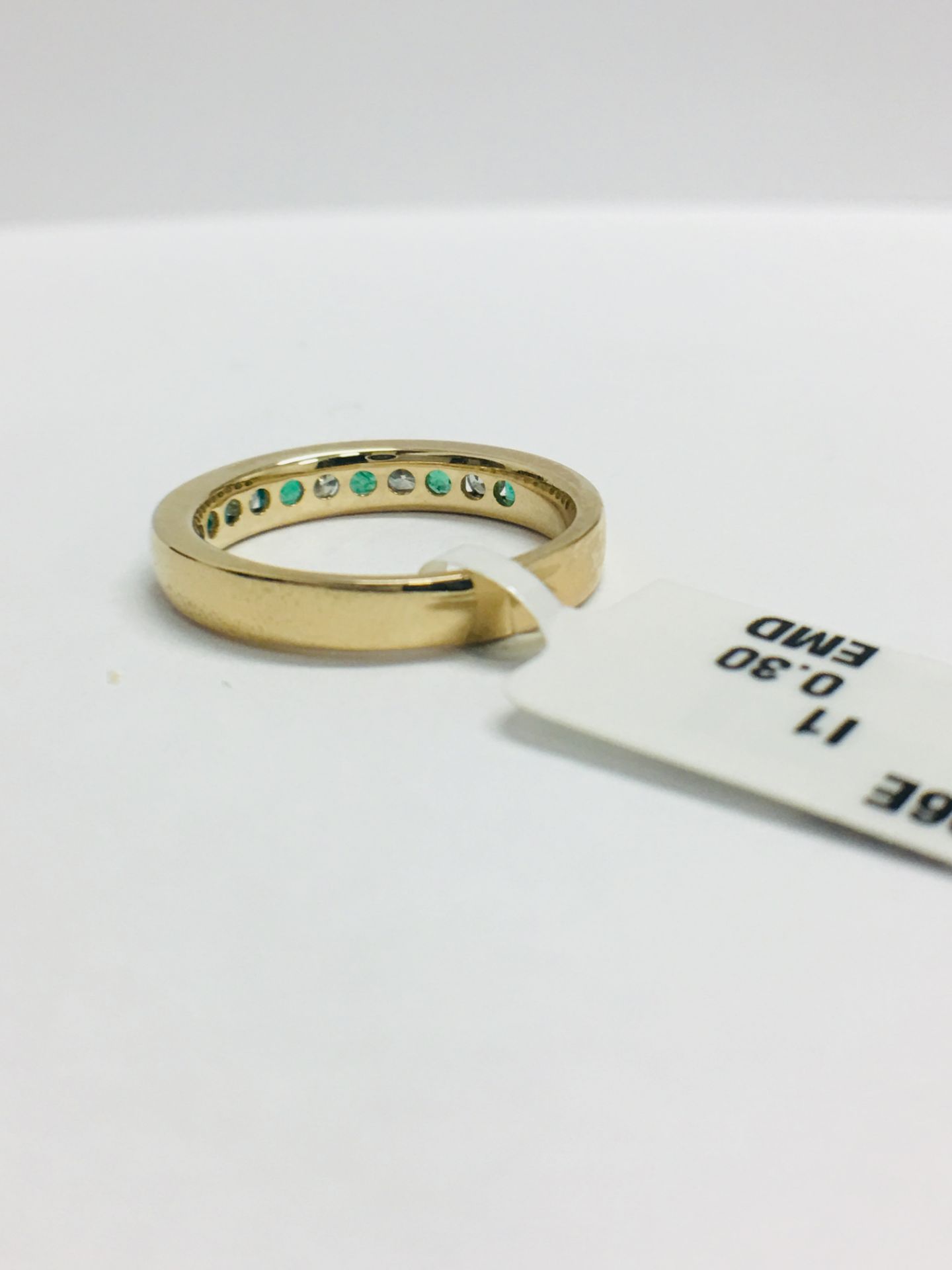 9ct Yellow Gold Emerald Diamond Channel Set Eternity Ring - Image 5 of 13