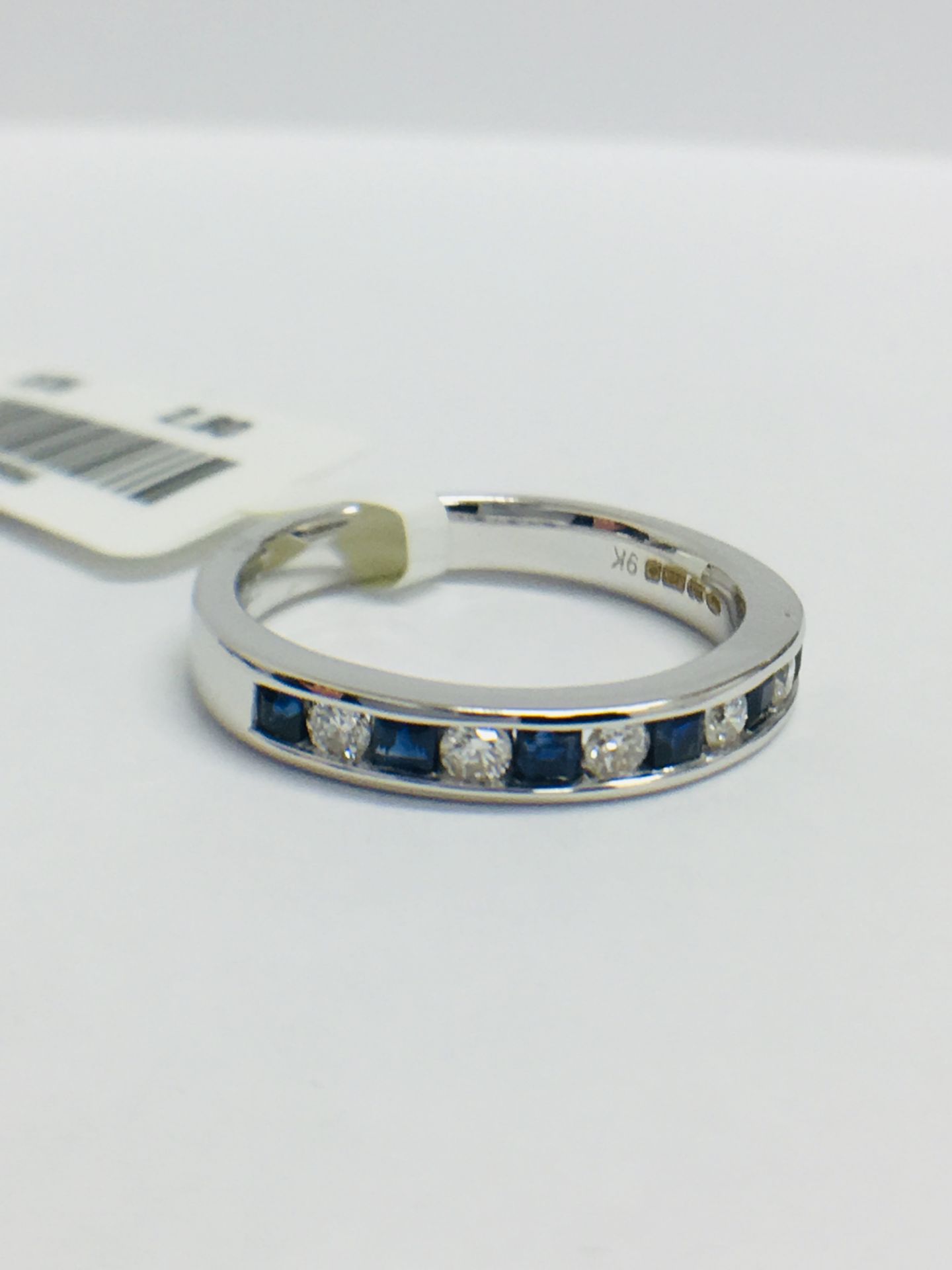 9ct White Gold Sapphire Diamond Channel Set Eternity Ring - Image 11 of 13