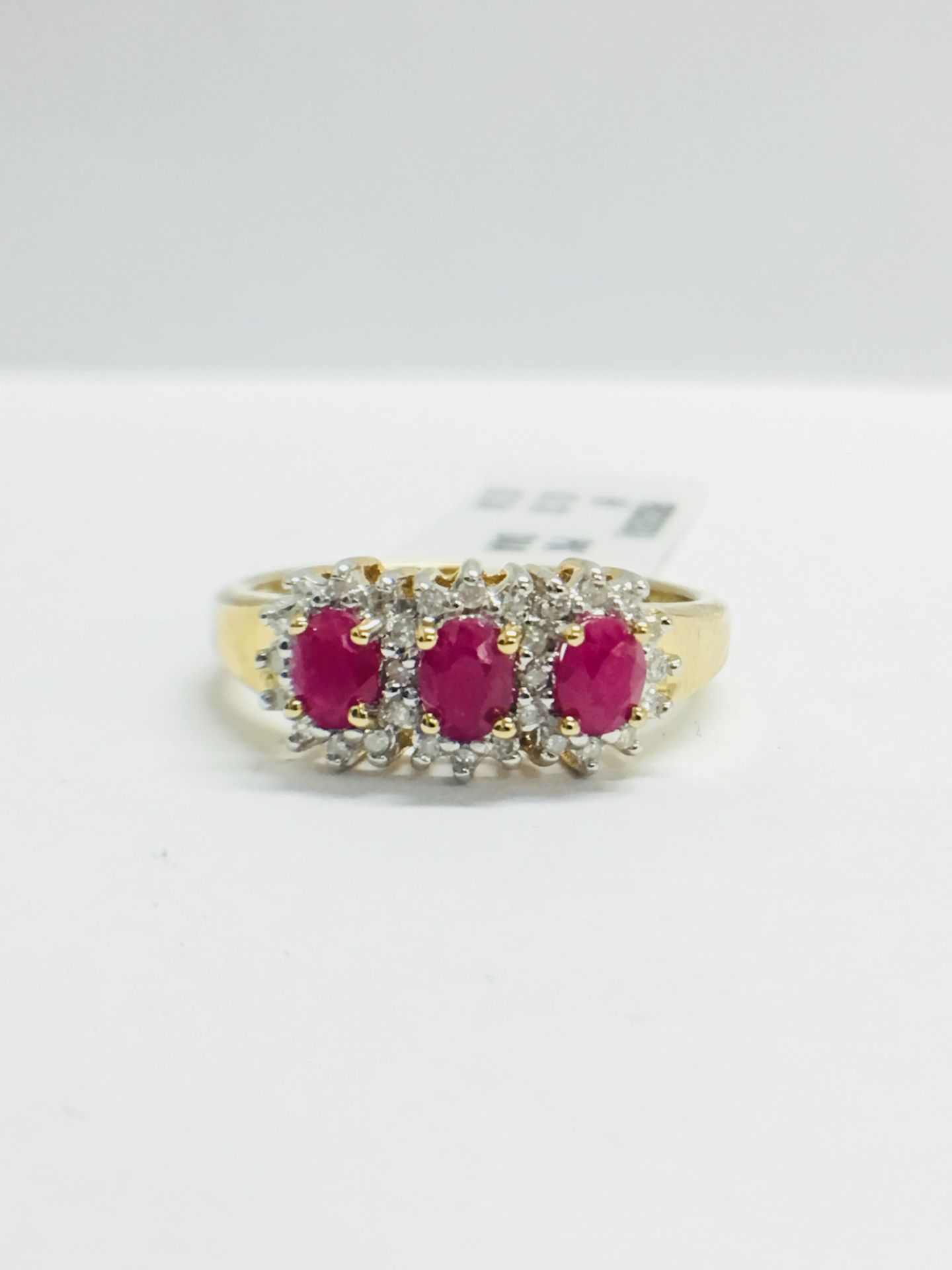 9ct Ruby Diamond Cluster Style Ring