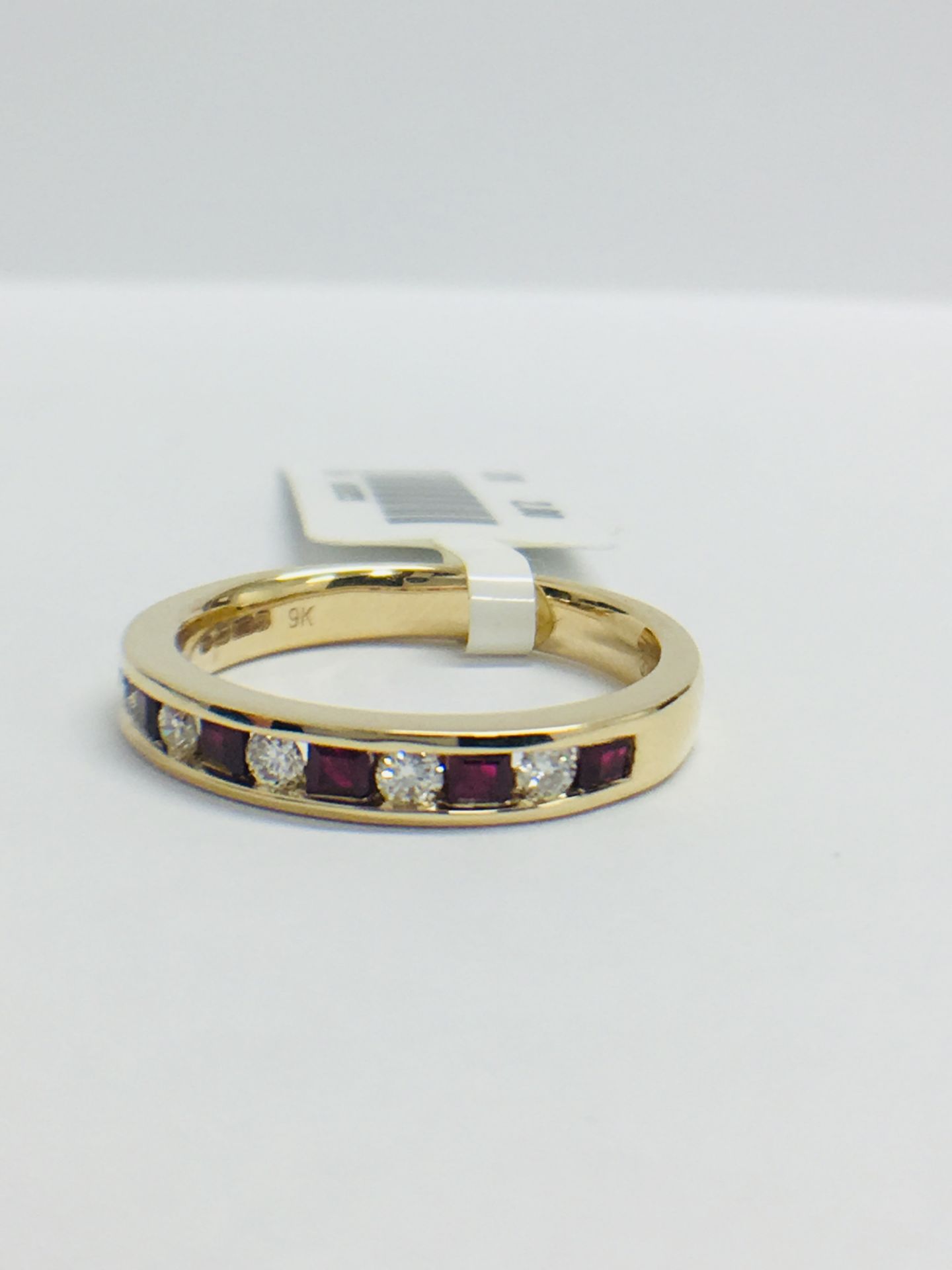 9ct Yellow Gold Ruby Diamond Channel Set Eternity Ring - Image 12 of 13