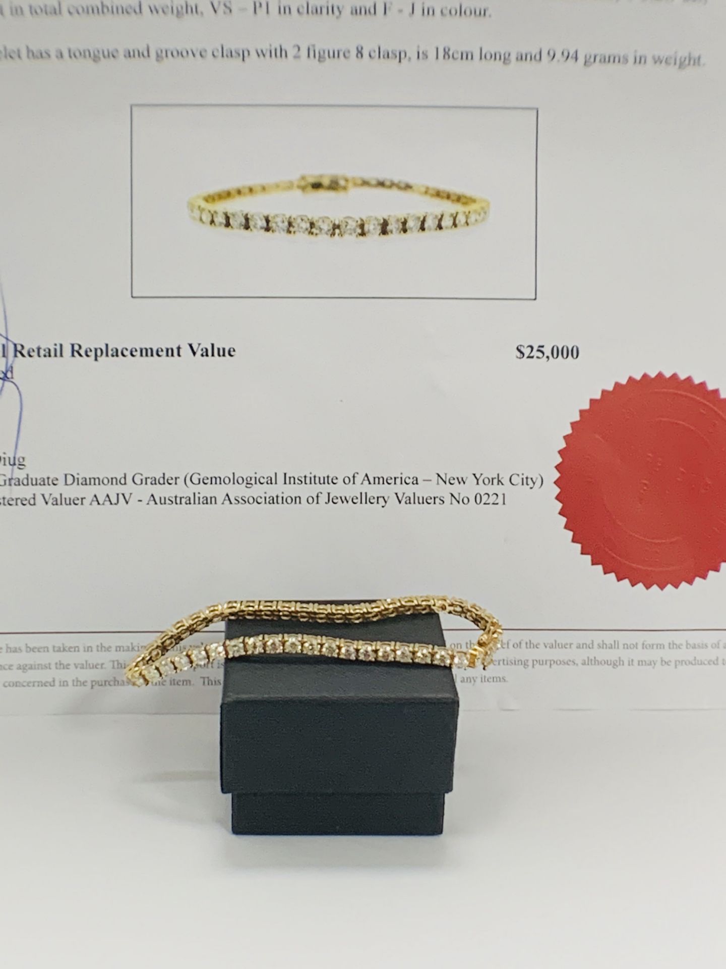 14ct Yellow Gold Diamond Tennis Bracelet - Image 14 of 14