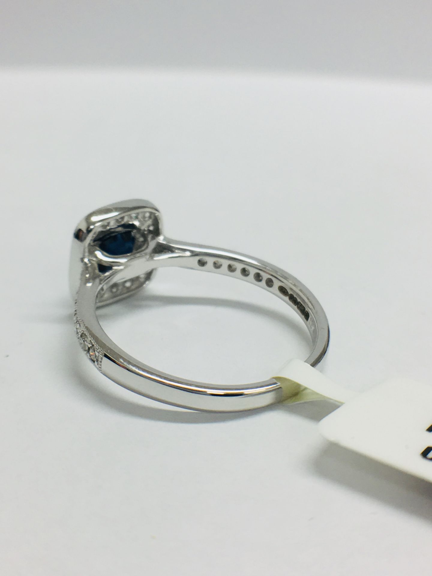 9ct White Gold Cushion Shape Sapphire Diamond Dress Ring - Image 6 of 12
