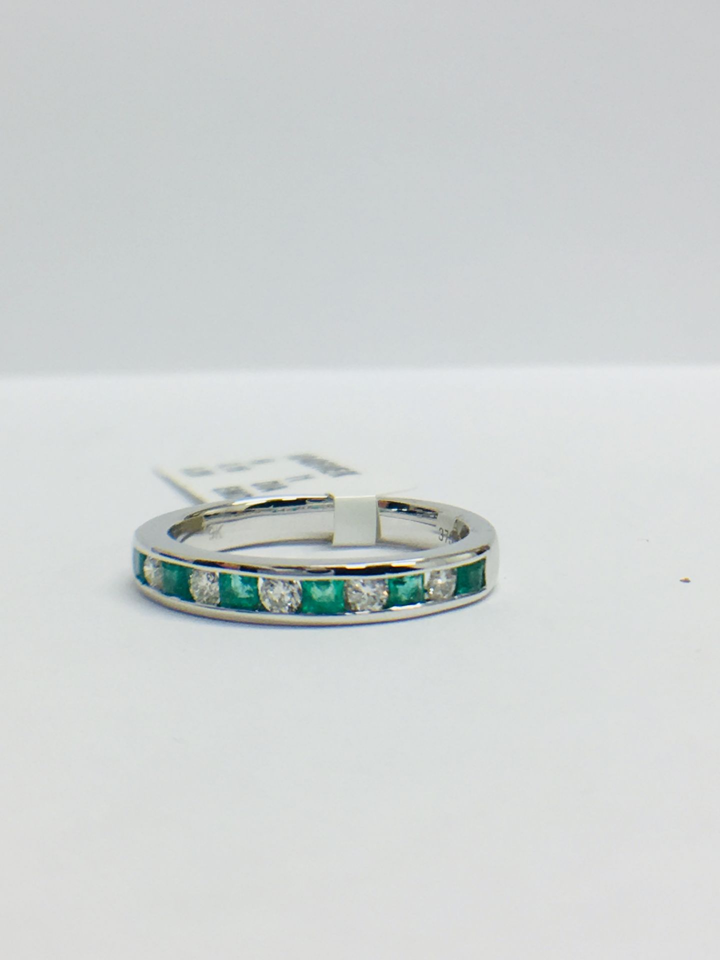 9ct White Gold Emerald Diamond Channel Set Eternity Ring - Image 11 of 12