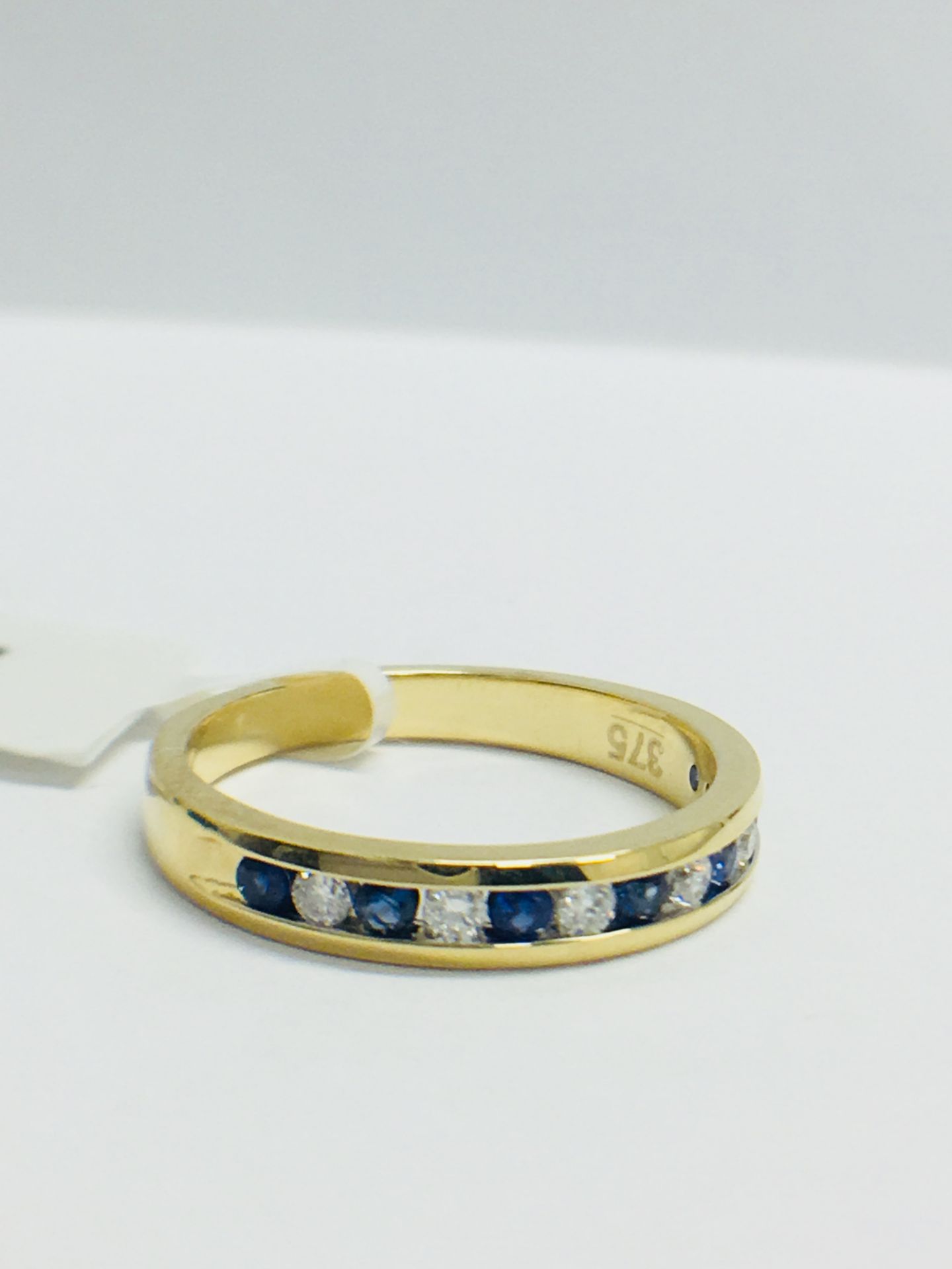 9ct Yellow Gold Sapphire And Diamond Channel Set Eternity Ring - Image 9 of 12