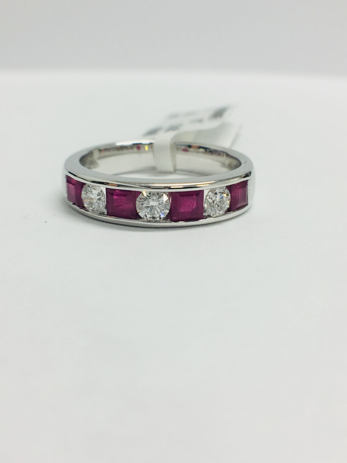 9ct White Gold Ruby Diamond Channel Set Ring - Image 2 of 9