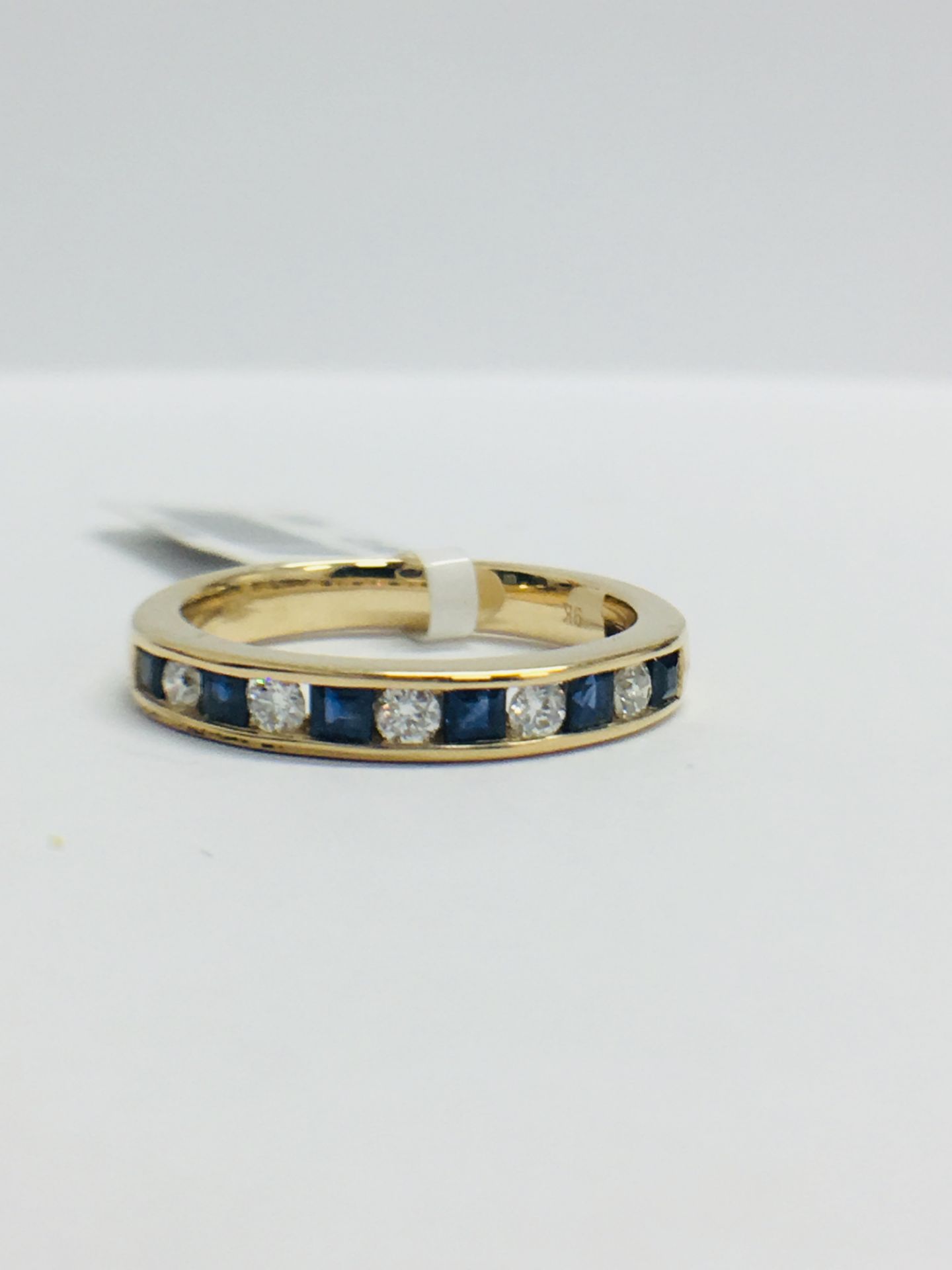 9ct Yellow Gold Sapphire Diamond Channel Set Eternity Ring